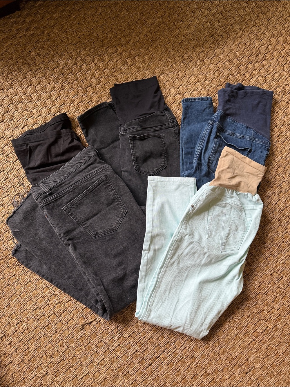 Bundle of Four Maternity Classic Stretch Jeans - Black, Dark Blue, Light Blue